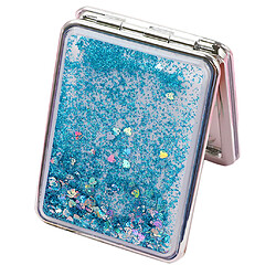 Voyage compact miroir de maquillage double face miroir grossissant portable bleu-carré