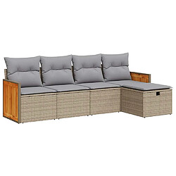 vidaXL Salon de jardin avec coussins 5 pcs beige résine tressée