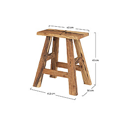 Rendez Vous Deco Tabouret Bob en bois de teck recyclé H45 cm