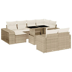 vidaXL Salon de jardin 11 pcs avec coussins beige résine tressée