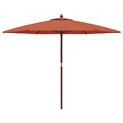 Avis vidaXL Parasol de jardin avec mât en bois terre cuite 299x240 cm