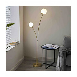 Endon Lampadaire Bloom en Acier , Plaque en laiton satiné et verre opale