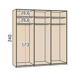 Avis Inside 75 Armoire blanche 288,4 x 60 x 240 cm structure standard 6 portes kubica