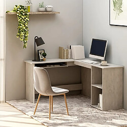 Maison Chic Bureau solide,Table de travail,Bureau d'ordinateur d'angle en forme de L Gris Béton 120x140x75 cm Aggloméré -GKD90591