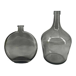 The Home Deco Factory Vase bonbonne en verre Augustine (Lot de 2) gris.