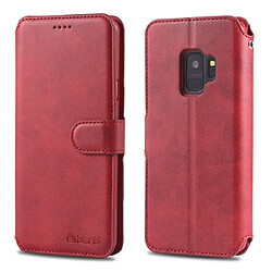 Wewoo Housse Coque Pour Galaxy S9 AZNS Étui en cuir PU avec support et fentes cartes et cadre photo Rouge