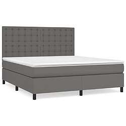 Maison Chic Lit Adulte - Lit simple Lit à sommier tapissier avec matelas moelleux - Meuble de Chambre - Gris 160x200 cm Similicuir -MN56081