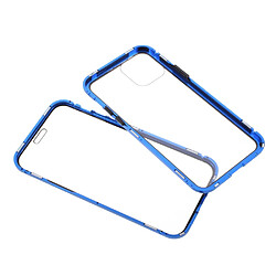 Coque en cadre métallique couverture complète magnétique du cadre double face bleu pour votre Apple iPhone 12/12 Pro