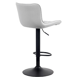 Decoshop26 Tabouret de bar x1 coutures décoratives pied trompette hauteur réglable en métal noir assise en PVC blanc 10_0004856