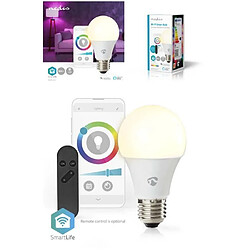 NEDIS Ampoule LED Connectée multi couleurs Wi-Fi E27 806 lm 9 W Blanc chaud à frais RGB 2700 - 6500 K Android™ / IOS + Télécommande 