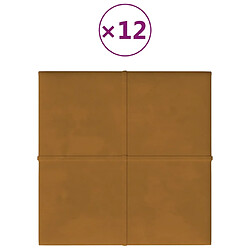 vidaXL Panneaux muraux 12 pcs Marron 30x30 cm Velours 1,08 m²