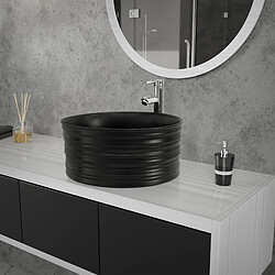 ML-Design Vasque à poser céramique noir lavabo avec garniture de vidage noir Ø410x180 mm