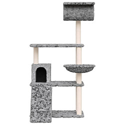 Helloshop26 Arbre à chat meuble tour grimper jouet grattage grattoir escalade plateforme avec griffoirs en sisal clair 131 cm gris 02_0022559