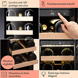 Acheter Klarstein Cave à vin encastrable - Vinovilla 20 - 50 L / 20 bouteilles Porte vitrée acier inoxydable - Noir