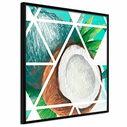 Paris Prix Affiche Murale Encadrée Tropical Mosaic with Coconut 20 x 20 cm Noir