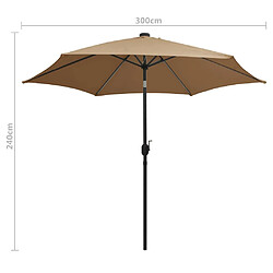 vidaXL Parasol de jardin avec lumières LED et mât en aluminium taupe pas cher