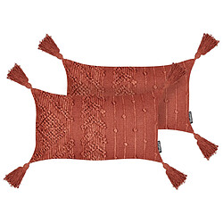 Beliani Lot de 2 coussins VALVARIA Coton 30 x 50 cm Unicolore Rouge