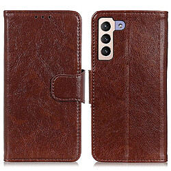 Etui en PU texture nappa, fermeture magnétique marron pour votre Samsung Galaxy S22 Plus