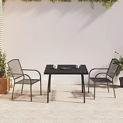 Salle à manger de jardin 3 pcs,Table et chaise à dîner anthracite acier -MN96031