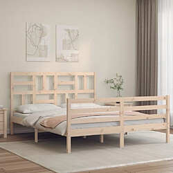 Maison Chic Cadre/structure de lit avec tête de lit pour adulte - Lit Moderne Chambre King Size bois massif -MN80114