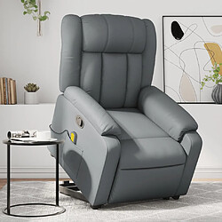 vidaXL Fauteuil inclinable de massage Gris Similicuir