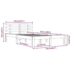 vidaXL Cadre de lit sans matelas bois massif 140x200 cm pas cher