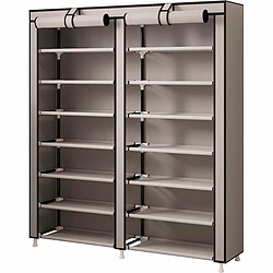 Meuble à chaussures en tissu pour chaussures avec 2 portes avec fermeture éclair Nyana Home 125x92x28,5 cm 28 paires Gris