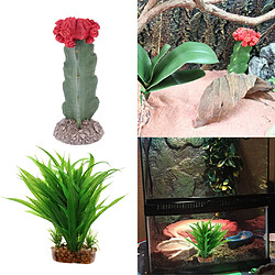 Avis 2pcs Plante Vert Artificielle en Plastique Herbe et Cactus Simulation Aquarium Bonsaï Artificiel Décoration Pour Chambre Bureau