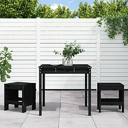 Maison Chic Table de bistro et chaises d'extérieur 3 pcs,Ensemble de bistro de jardin pour relax noir bois de pin massif -GKD819111