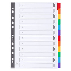 Intercalaire A4 carte160 g Exacompta 12 onglets neutres réinscriptibles multicolores - 1 jeu