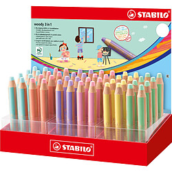 STABILO Crayons multi-talents woody 3 en 1, présentoir de 48 ()