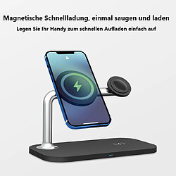 Acheter Auckly Chargeur sans fil magnétique 3 en 1 Qi 15 W, chargeur sans fil compatible avec le support de téléphone MagSafe pour iPhone 12/13/Pro/Max/Mini, station de charge inductive rapide pour Apple Watch 1-7, Airpods Pro