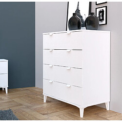 Pegane Commode Meuble de rangement coloris blanc - Hauteur 98 x Longueur 80 x Profondeur 48 cm