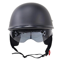 mat noir moto ouvert visage demi-casque dot drop down pare-soleil xl