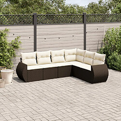 vidaXL Salon de jardin avec coussins 6 pcs marron résine tressée