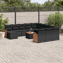 Maison Chic Salon de jardin avec coussins 13 pcs | Ensemble de Table et chaises | Mobilier d'Extérieur noir résine tressée -GKD98437