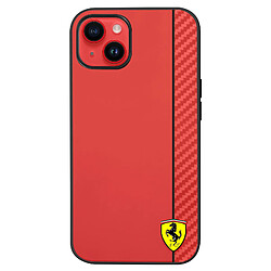 Ferrari Coque pour iPhone 14 Bi-matière Effet Carbone Compatible QI Rouge