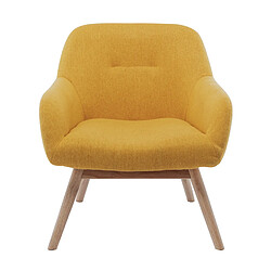 Moloo MALMO - Fauteuil scandinave tissu curry pieds bois pas cher