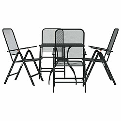 Ensemble à manger de jardin 5 pcs,Table et chaise à dîner anthracite métal maille -MN37656