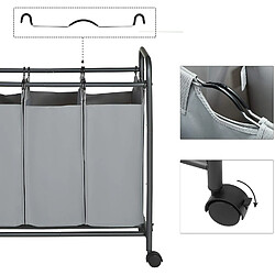 Avis Helloshop26 Chariot panier à linge 3 sacs amovibles gris 12_0000415