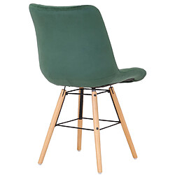 Acheter Decoshop26 Chaise de salle à manger x1 style scandinave couture carrée en velours vert et pieds en bois 10_0002268