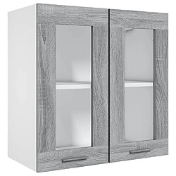 vidaXL Armoire en verre suspendue Sonoma gris Bois d'ingénierie