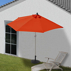 Decoshop26 Demi parasol semi-circulaire balcon terrasse UV 50+ polyester/aluminium 3kg avec une portée de 300 cm Terracotta avec support 04_0003899