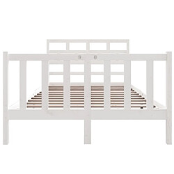 Maison Chic Lit adulte - Lit simple Cadre de lit,Structure du lit Contemporain Blanc Bois de pin massif 120x190 cm Petit Double -MN28490 pas cher