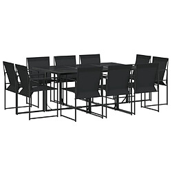 vidaXL Ensemble à manger de jardin 11 pcs noir textilène