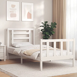 Maison Chic Cadre/structure de lit avec tête de lit pour adulte - Lit Moderne Chambre blanc simple bois massif -MN21483