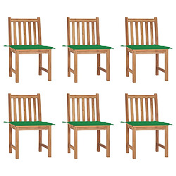 vidaXL Chaises de jardin lot de 6 avec coussins Bois de teck massif