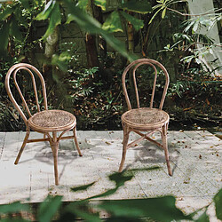 Ensemble de 4 Chaises de Jardin Chillvert Parma 40x52x90 cm Fabriquées en Rotin Naturel Résistant Couleur Marron Style Boho Chic