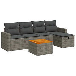 vidaXL Salon de jardin 6 pcs avec coussins gris résine tressée