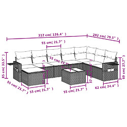 Avis vidaXL Salon de jardin avec coussins 9 pcs marron résine tressée